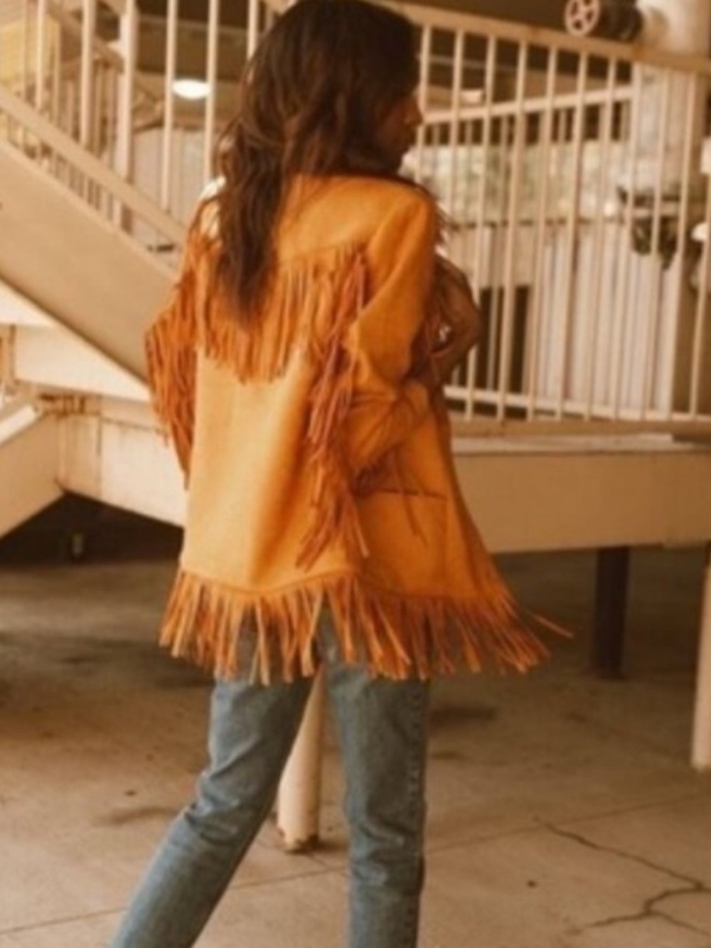 NWT DANIELLE BERNSTEIN Cognac Fringe Suede Jacket - Picture 4 of 4